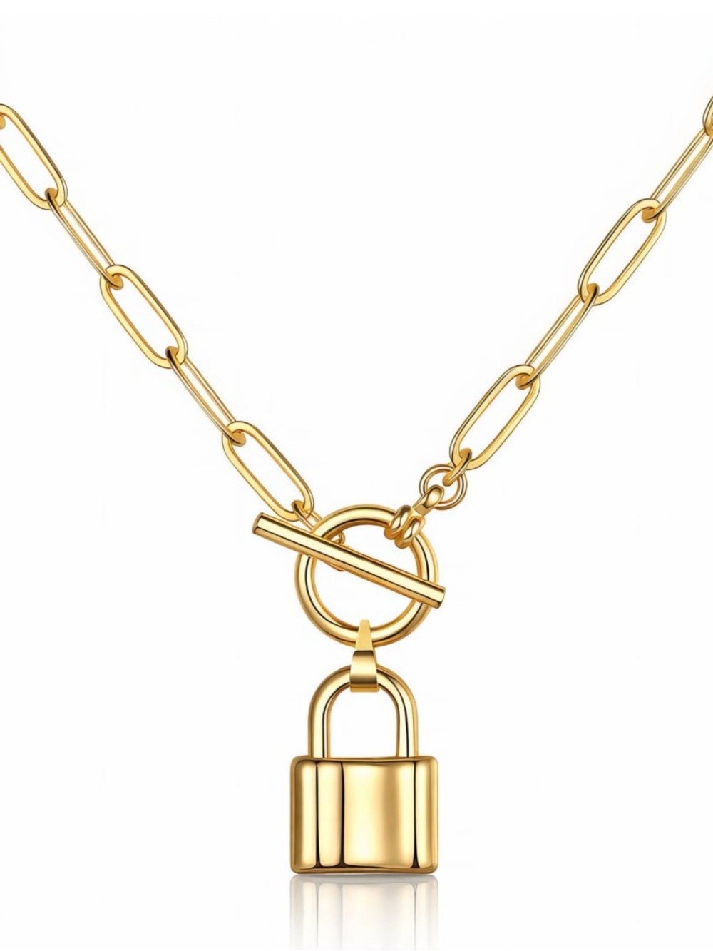 Gold Padlock Toggle Chain Necklace